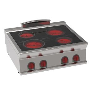 EURAST – Fogão de vidro cerâmico 4 zonas quentes – 800x700x280 mm – 8600 W 400/3V – 35610617