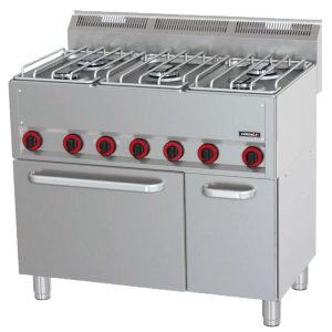 Fogão a gás 5 bicos com forno elétrico ventilado GN 1/1 P 99 C6FOG5FFEVP99 Casselin