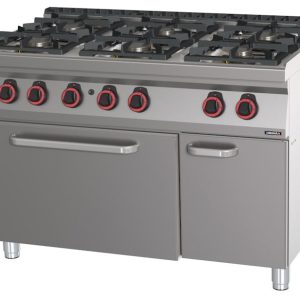 Fogão a gás 6 bocas com forno a gás GN 2/1 HP 120 C7FOG6FFGHP120 Casselin