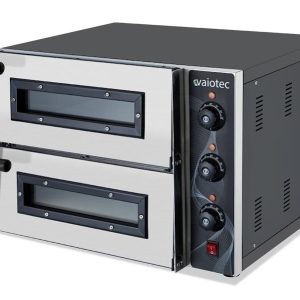 Forno elétrico de pizza para 2 pizzas 35 cm Ø, 2 câmaras 40 x 40 cm, gama de temp.: 50-350°C, 2,4 kW, 230 V, 11036 Vaiotec