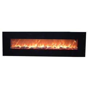 Lareira Eléctrica De Parede Em Aço e Vidro, Modelo Pordoi, Em Aço e Vidro. Potência Máxima De Aquecimento 1500w. Efeito De Chama Led Realista Ajustável Em 6 Níveis De Intensidade De Luz Controlo Remoto Incluído Óptimo Para Negócios De Escritório Em Casa 1