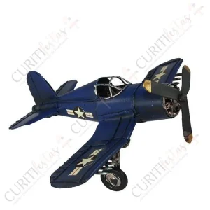 Miniatura – Vintage – Avião – Azul Escuro – Pequeno