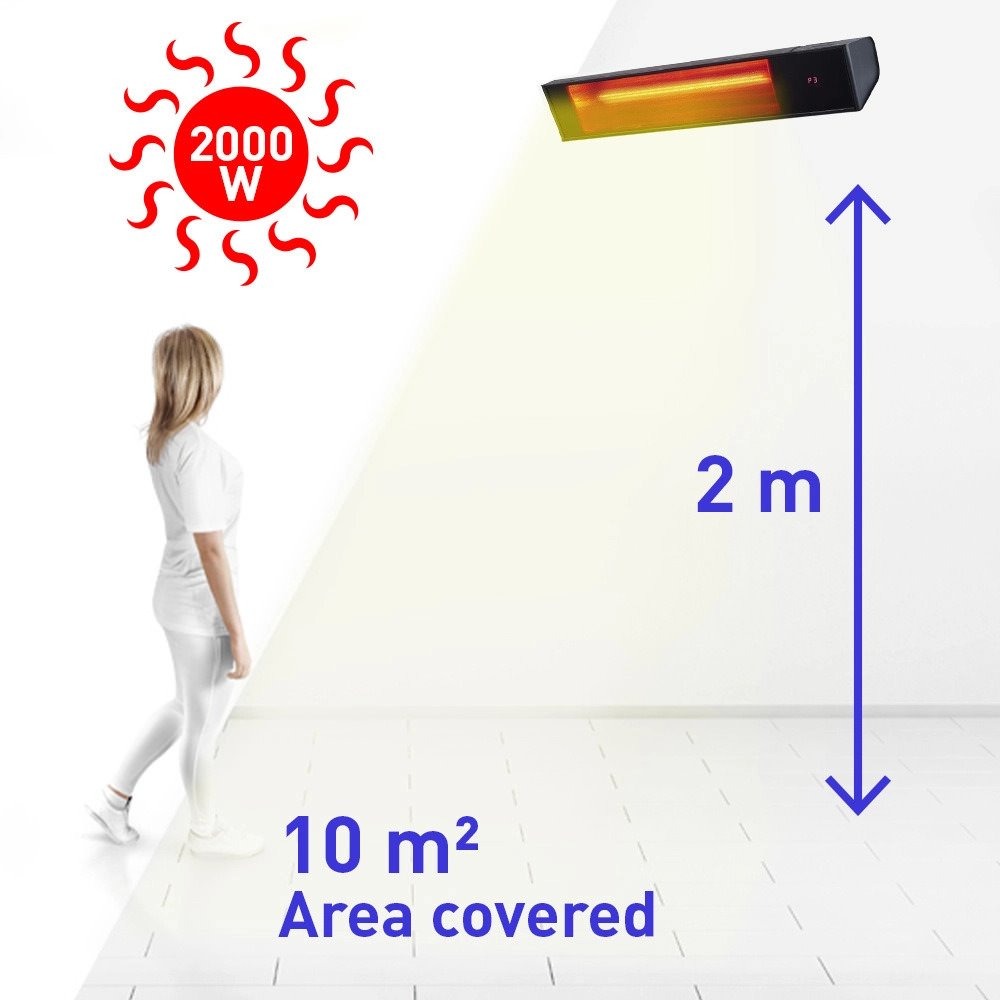Prático Aquecedor De Infravermelhos Sined Ir-a Com Cristal De Proteção Preto e Controlo Remoto Que Gere Os 3 Níveis De Potência 33-66-100% Para Otimizar o Consumo Elétrico De Acordo Com As Necessidades De Aquecimento Um Vidro Realmente Quente De Cor Preta - Image 7