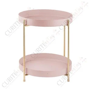Suporte para Doces – Rosa Claro – Metal – Redondo – 2 andares